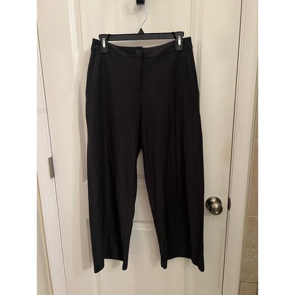 Eileen Fisher Pants - Eileen Fisher Women's Cropped Wide-Leg Gray Zip Fly Elastic Back 4 Pants Stretch